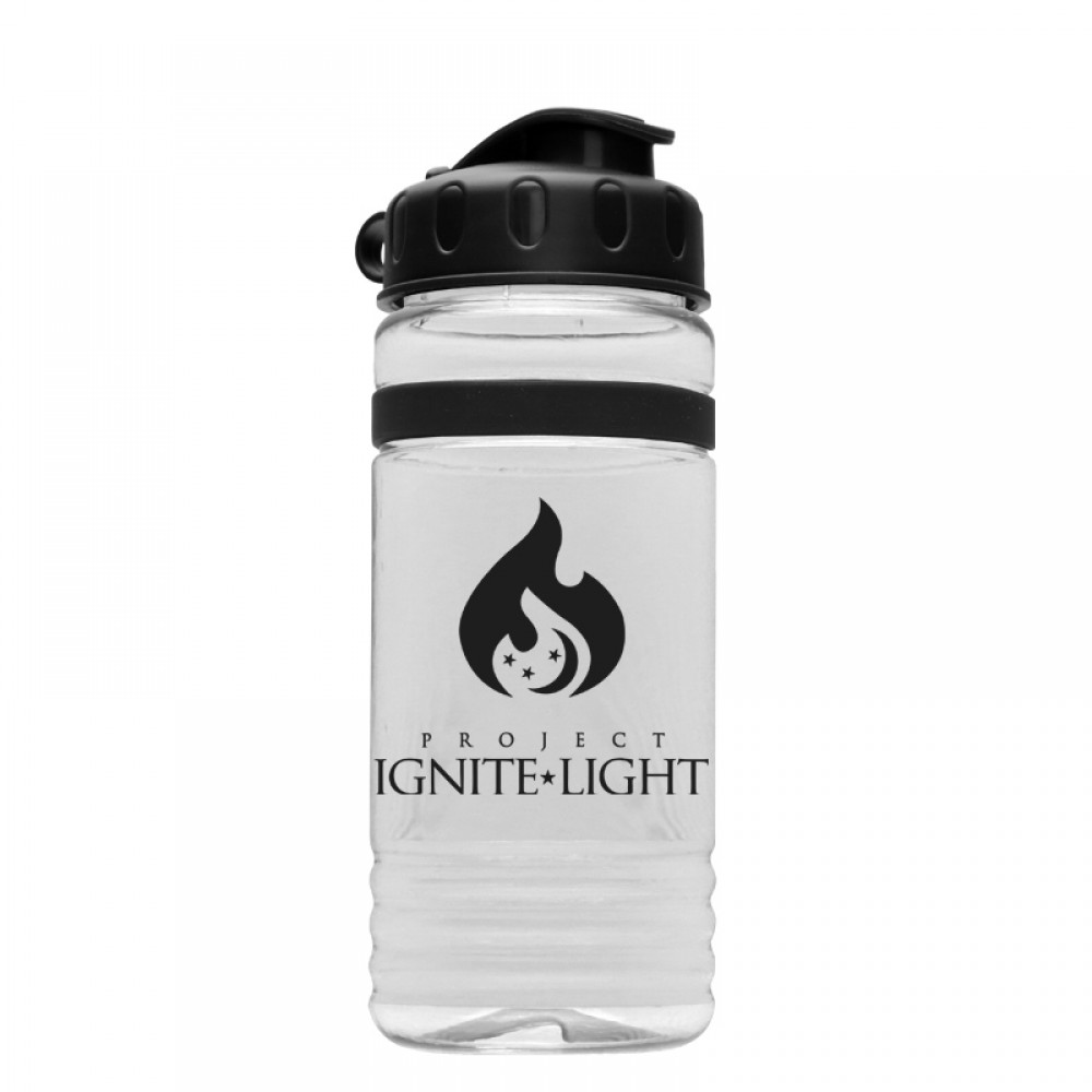 20 Oz. Transparent Stripe Bottle w/Flip Top Lid with Logo