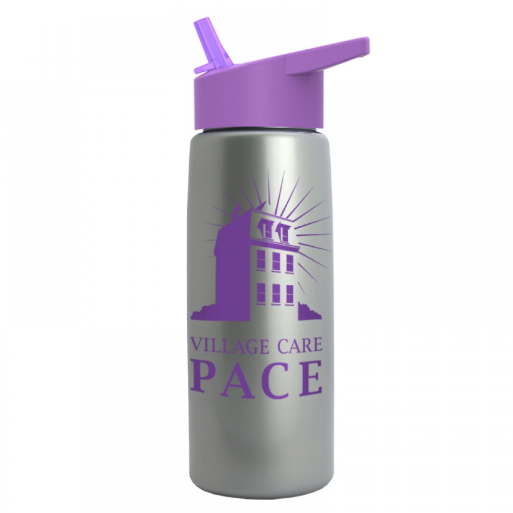 26 Oz. Metallic Tritan Sports Bottle w/Flip Straw Lid with Logo
