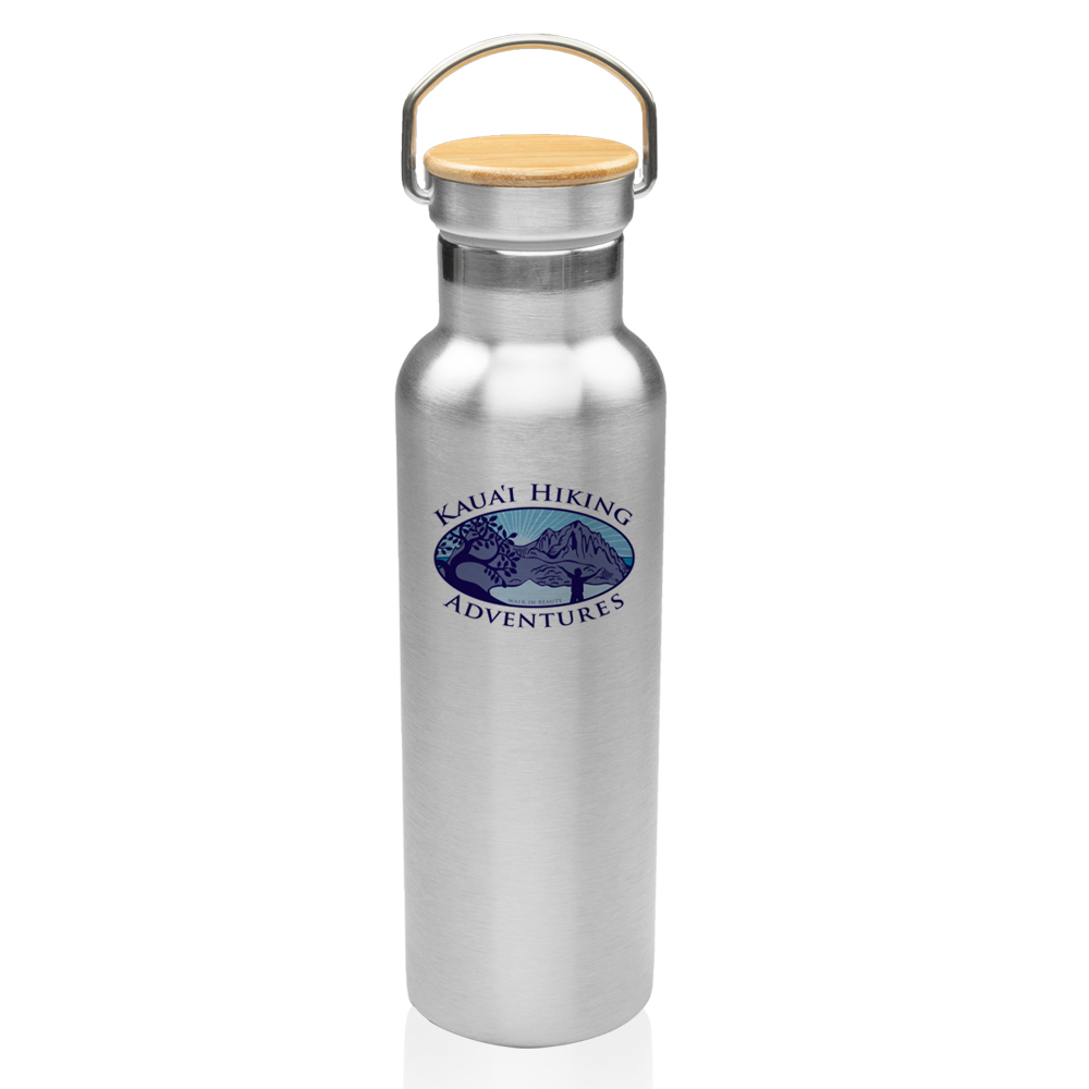Customized Wood Top Stainless Steel Water Bottles 20 oz