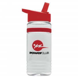 Promotional 20 Oz. Transparent Grip Stripe Sports Bottle w/Flip Straw Handle Lid