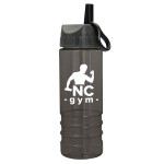 24 Oz. Salute Transparent Bottle w/Ring Straw Lid with Logo