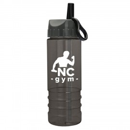 24 Oz. Salute Transparent Bottle w/Ring Straw Lid with Logo
