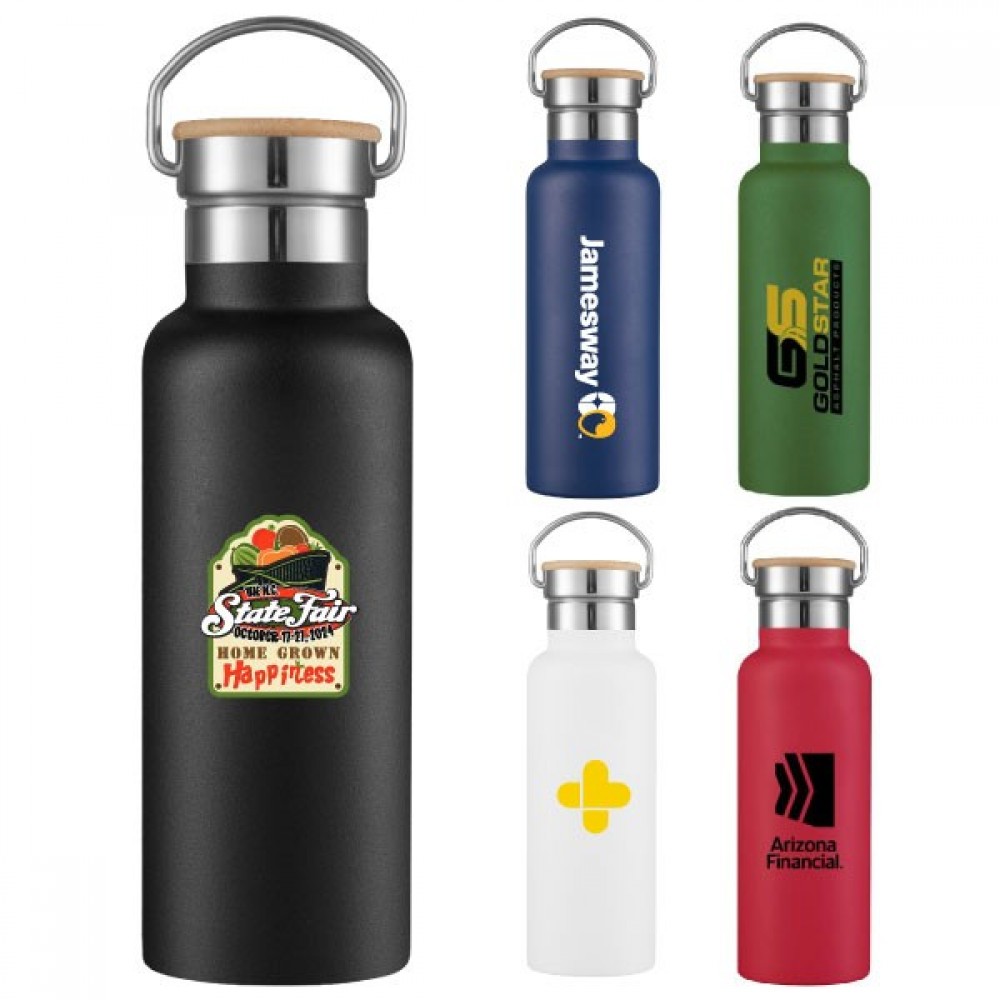 Personalized 17oz Travel Stainless Steel Vacuum Insulated water bottle w/wood lid Personalized 17oz Travel Stainless Steel Vacuum Insulated water bottle w/wood lid