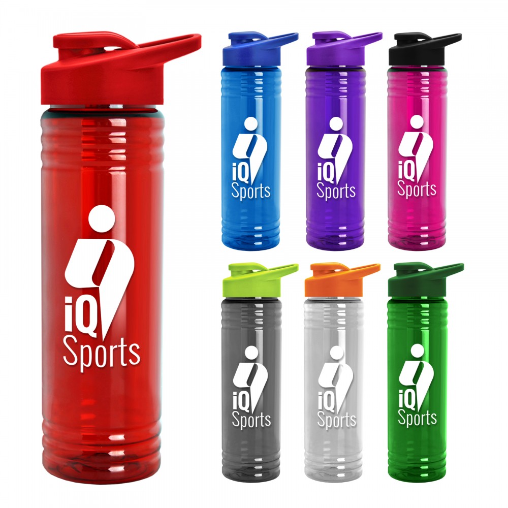 Logo Branded 24 Oz. Slim Fit Sports Water Bottle w/Drink-Thru Lid