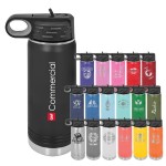 Customized PolarFlask - 20 oz. Polar Camel Water Bottle, Flip Top Straw Lid, Vacuum Insulated Stainless Steel