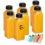 MOQ 50pcs 12oz Plastic Clear Square Juice Bottle with Logo
