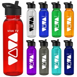 Promotional 24 Oz. The Outdoorsman Transparent Sports Bottle w/Flip Straw Handle Lid