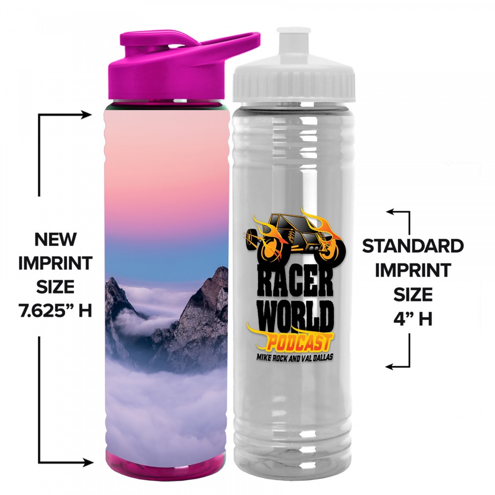 Logo Branded 24 Oz. Slim Fit Water Bottles w/Drink-Thru Lid - Digital