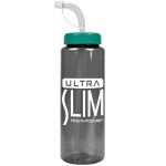 32 Oz. Transparent Guzzler Sports Bottle w/Straw Lid with Logo