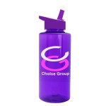 36 Oz. Transparent Mountaineer Bottle w/Flip Straw Lid with Logo