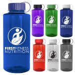 Promotional 36 Oz. Mountaineer Transparent Sports Bottle w/Tethered Handle
