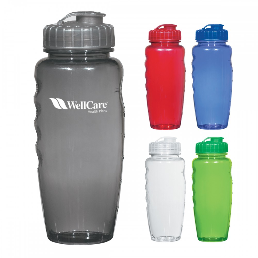 30 Oz. Poly-clear Gripper Bottle with Logo