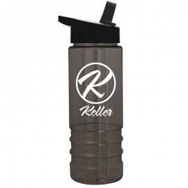 24 Oz. Salute Transparent Sports Bottle w/Flip Straw Handle Lid with Logo