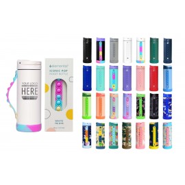 Elemental 14oz Iconic Pop Fidget Bottle w/ Drinking Spout and Straw - Stress Relief Bottle with Logo