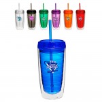 Double Wall Acrylic Tumblers With Straw - 16 oz with Logo