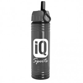 Customized 24 Oz. Slim Fit Upcycle Rpet Bottle w/Ring Straw Lid