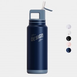 40 oz. GROSCHE ALPINE Flip 'N Sip Insulated Water Bottle With Straw with Logo