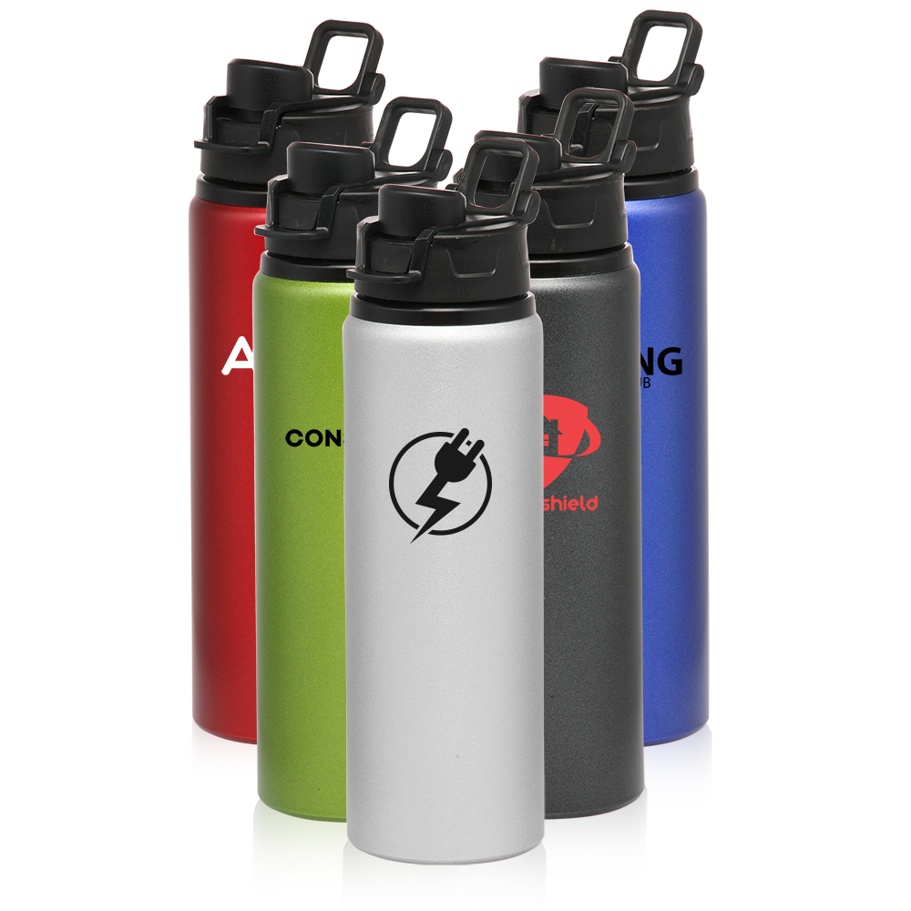 Promotional Aluminum Water Bottles with Snap Lid - 25 oz Promotional Aluminum Water Bottles with Snap Lid - 25 oz