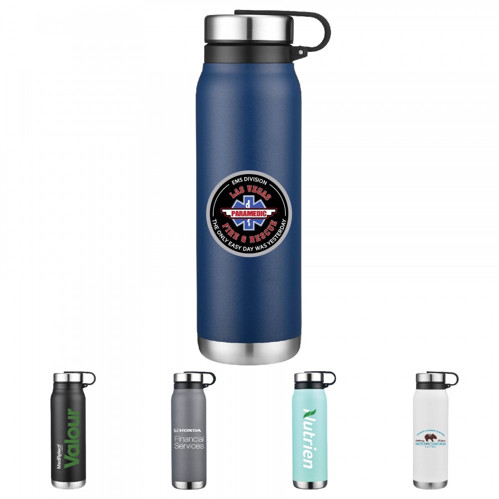 Personalized 20 oz. Travel Stainless Steel Vacuum Insulated Easy-Clean Bottle w/ Lid & Handle