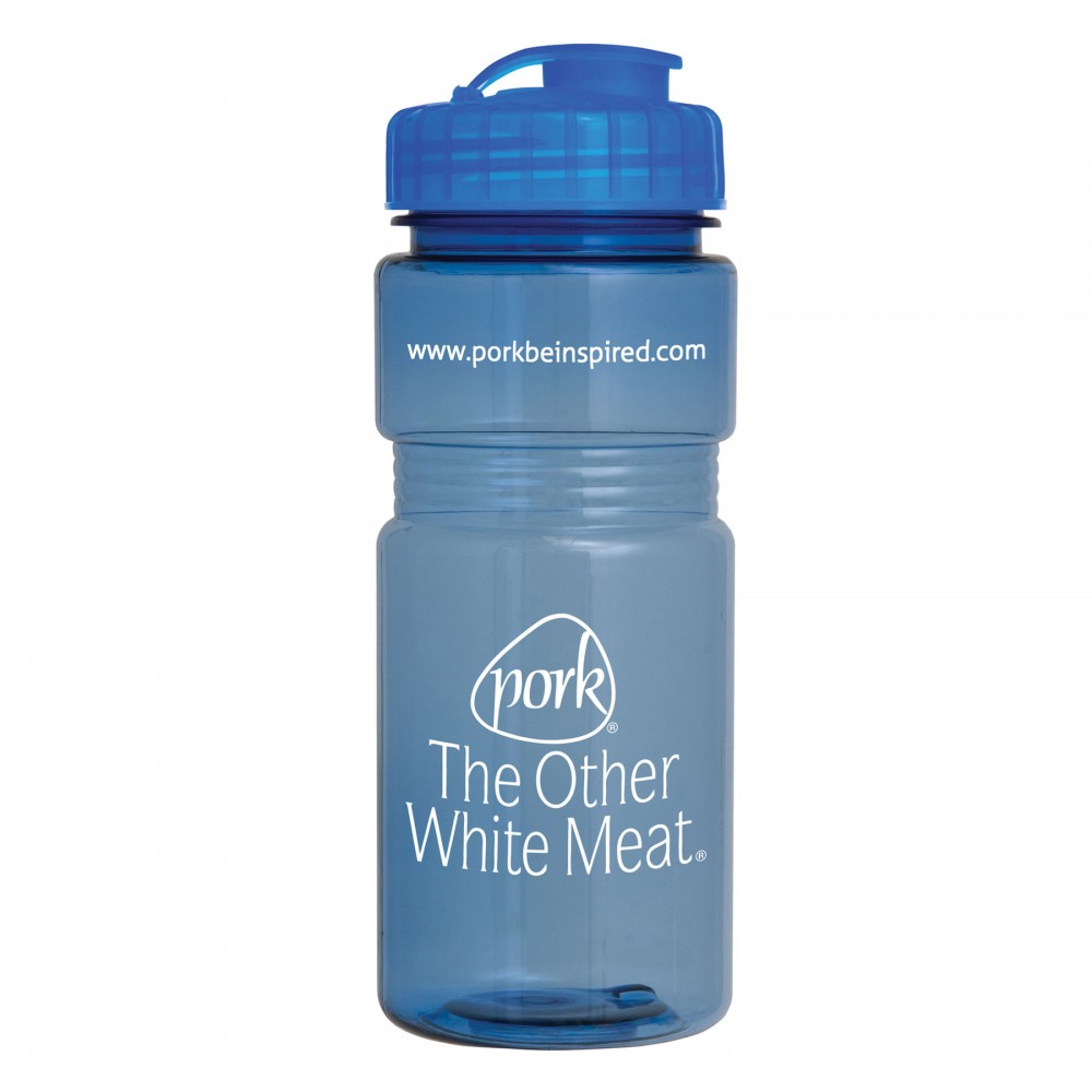 20 Oz. Translucent Recreation Bottle w/ Flip Top Lid with Logo