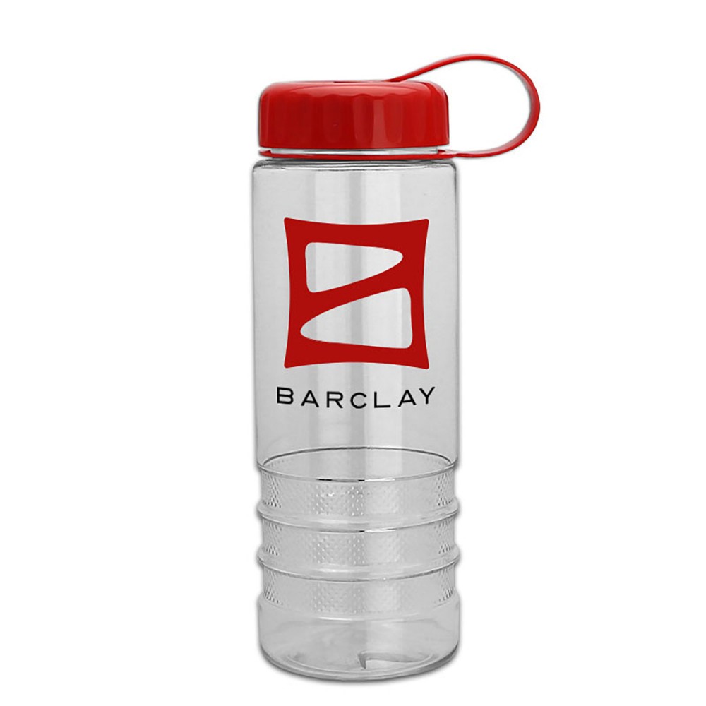 24 Oz. Salute Transparent Sports Bottle w/Tethered Lid with Logo
