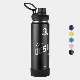 24 oz Takeya Stainless Steel Insulated Active Water Bottle w/ Spout Lid with Logo