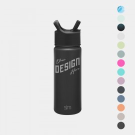 18 oz Simple Modern Stainless Steel Insulated Water Bottle w/ Straw Lid with Logo  18 oz Simple Modern Stainless Steel Insulated Water Bottle w/ Straw Lid with Logo