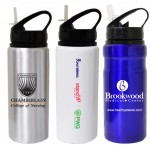 22 Oz. Wide Mouth Aluminum Water Bottle with Straw Drink Spout with Logo
