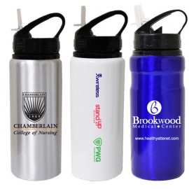22 Oz. Wide Mouth Aluminum Water Bottle with Straw Drink Spout with Logo
