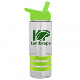 Logo Branded 24 Oz. Sergeant Stripe Tritan Sports Bottle w/Flip Straw Lid & Stripe Bands