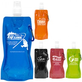 Custom "Roll Up" 18 Oz. Foldable & Reusable Water Bottle w/Matching Carabiner
