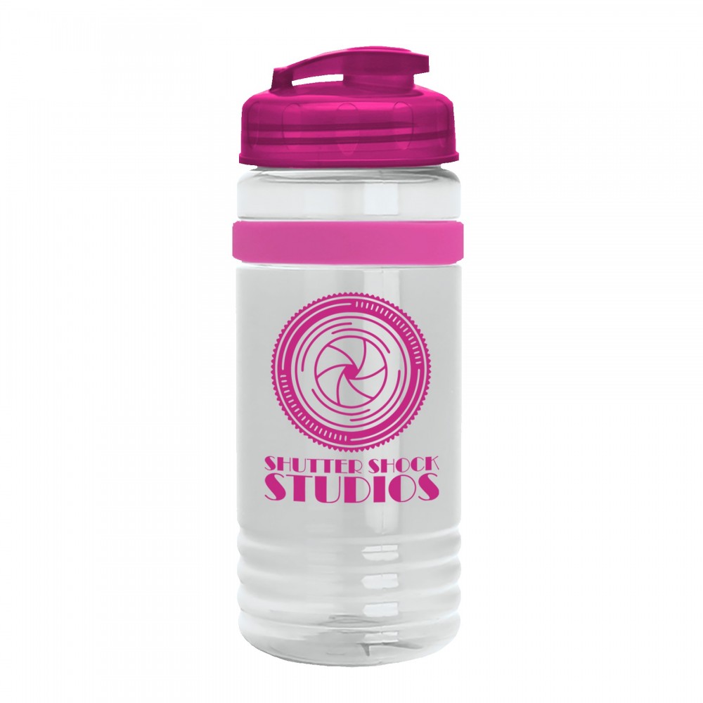 Custom 20 Oz. Transparent Stripe Bottle w/Flip Top Lid