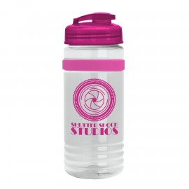 Custom 20 Oz. Transparent Stripe Bottle w/Flip Top Lid