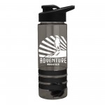 24 Oz. Sergeant Transparent Shaker Stripe Bottle w/Drink Thru Lid with Logo