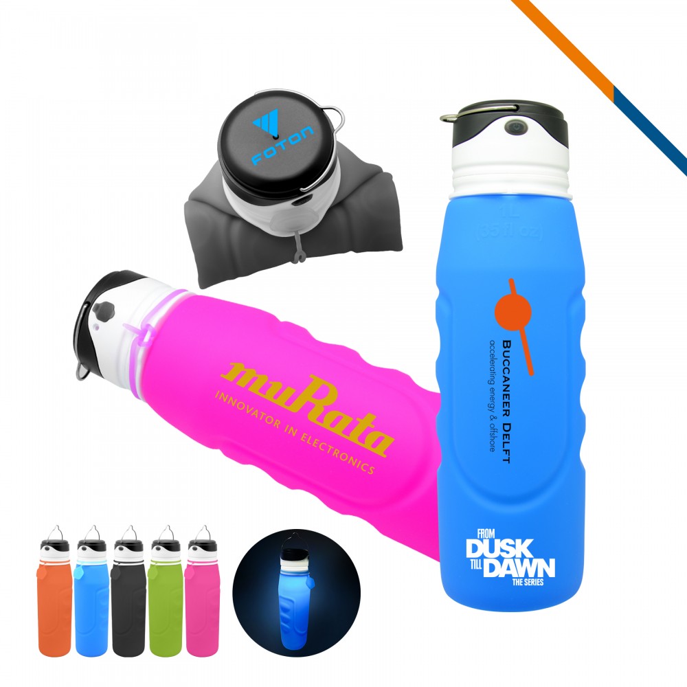 Logo Branded Gleam Foldable Water Bottle