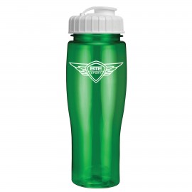 Logo Branded 24 Oz. Translucent Contour Bottle w/ Flip Top Lid