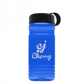 20 Oz. Transparent Sports Bottle - Tethered Lid with Logo