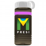 Customized 20 Oz. Transparent Groove Stripe Bottle w/Tethered Lid - Digital Imprint