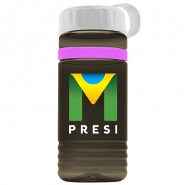 Customized 20 Oz. Transparent Groove Stripe Bottle w/Tethered Lid - Digital Imprint