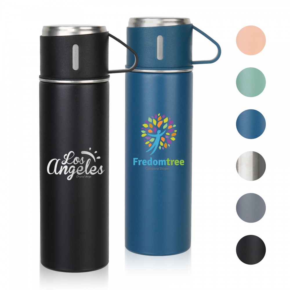 17 Oz Vacuum Insulated Flask Stainless Steel Bottle With Cup with Logo