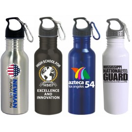 Customized 22 Oz. Wide Mouth Stainless Steel Water Bottle with Carabiner