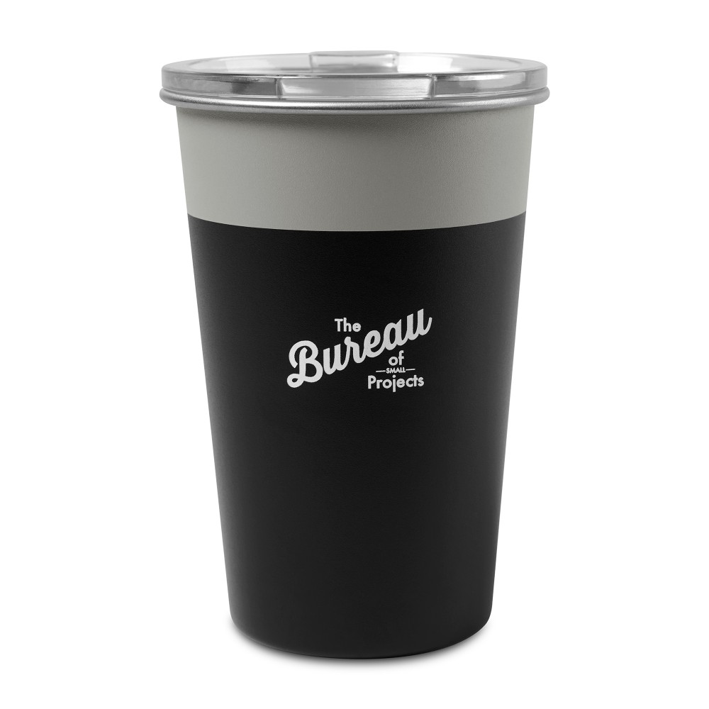 Arlo Colorblock Stainless Steel Tumbler - 14 Oz. - Warm Grey-Black with Logo Arlo Colorblock Stainless Steel Tumbler - 14 Oz. - Warm Grey-Black with Logo