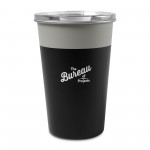 Arlo Colorblock Stainless Steel Tumbler - 14 Oz. - Warm Grey-Black with Logo