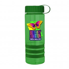 Promotional 24 Oz. Sergeant Transparent Sports Bottle w/Grip Stripes & Tethered Lid