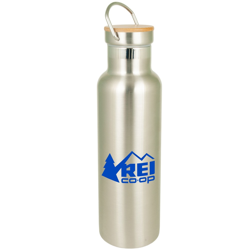 Custom 20 Oz. Bedford Double Walled Stainless Water Bottle with Bamboo Lid