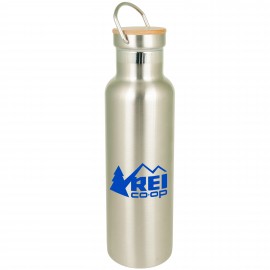 Logo Branded 20 Oz. Bedford Double Walled Stainless Water Bottle with Bamboo Lid