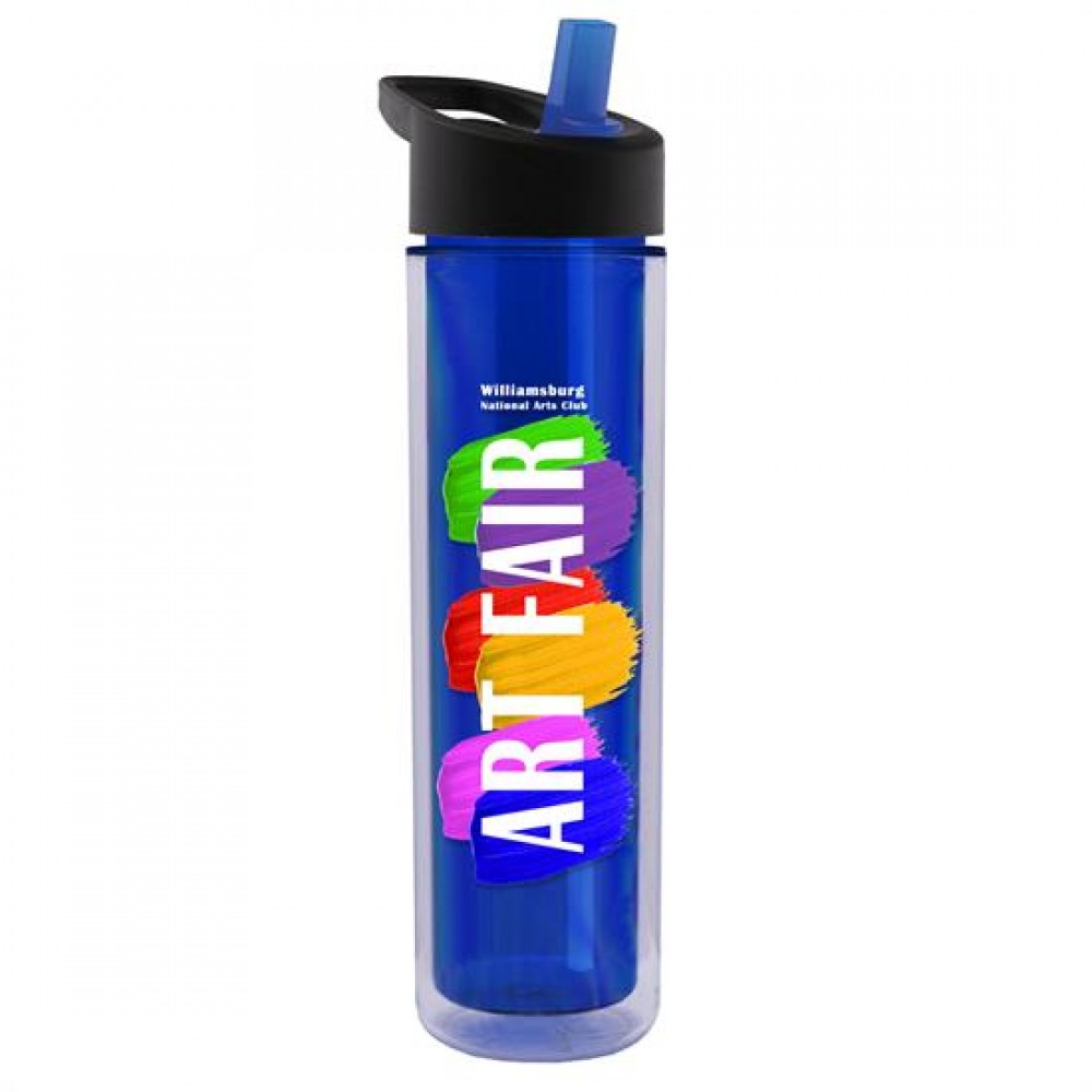 The Chiller 16 Oz. Double Wall Insulated Bottle w/Flip Straw Lid (Digital) with Logo