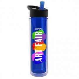 The Chiller 16 Oz. Double Wall Insulated Bottle w/Flip Straw Lid (Digital) with Logo