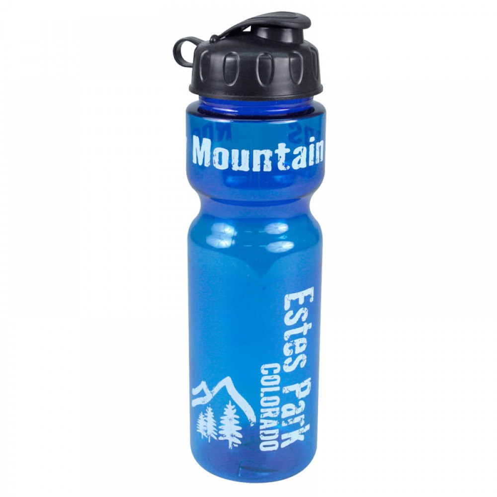 Customized 28 Oz. Champion Transparent Travel Sports Bottle w/Flip Top Lid