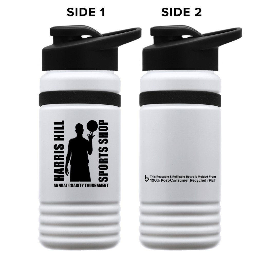 20 Oz. Upcycle Rpet Bottle w/Drink-Thru Lid & Silicone Grip Band with Logo 20 Oz. Upcycle Rpet Bottle w/Drink-Thru Lid & Silicone Grip Band with Logo
